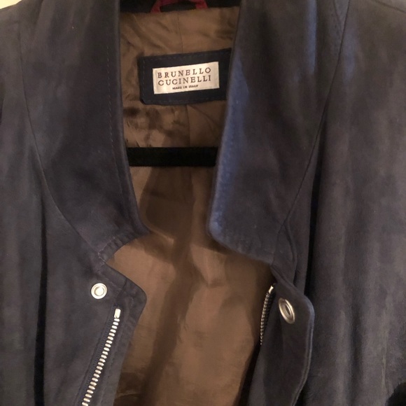 Men’s Cucinelli Very soft leather coat. Size M-L Color navy blue. - Picture 4 of 5